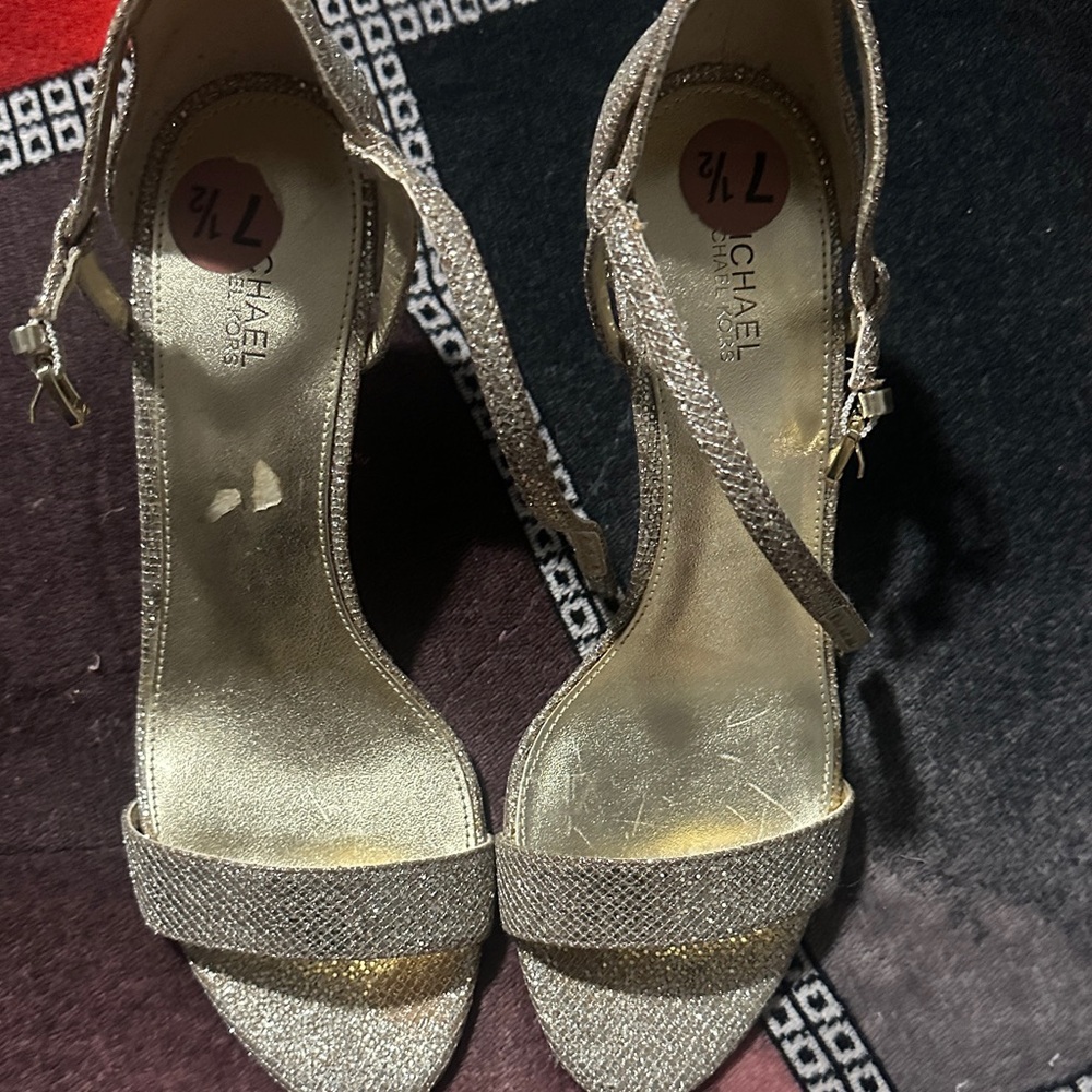 Michael Kors Glitter Gold Open-Toe Ankle-Strap Heels
